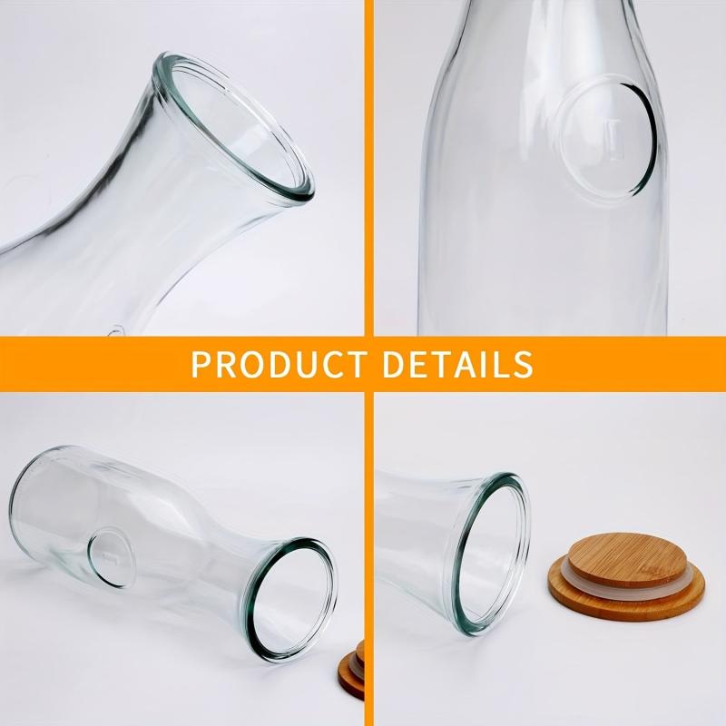 Glass Water Bottle With Wooden Cap for Wine Tea Beverages