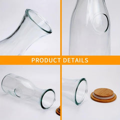 Glass Water Bottle With Wooden Cap for Wine Tea Beverages
