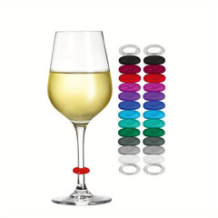 24pcs Silicone Drink Markers Wine Glass Charms - Cocktails Martinis