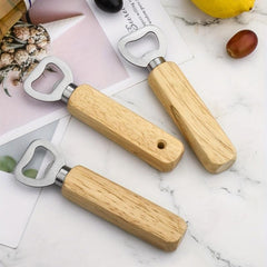Wood Handle Can Opener Bottle Opener Bartender Wine Beer Soda Glass Cap Opener