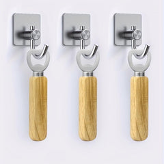 Wood Handle Can Opener Bottle Opener Bartender Wine Beer Soda Glass Cap Opener