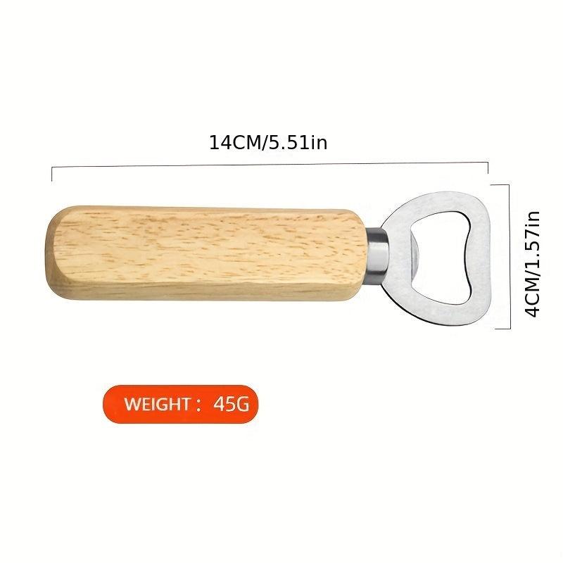 Wood Handle Can Opener Bottle Opener Bartender Wine Beer Soda Glass Cap Opener