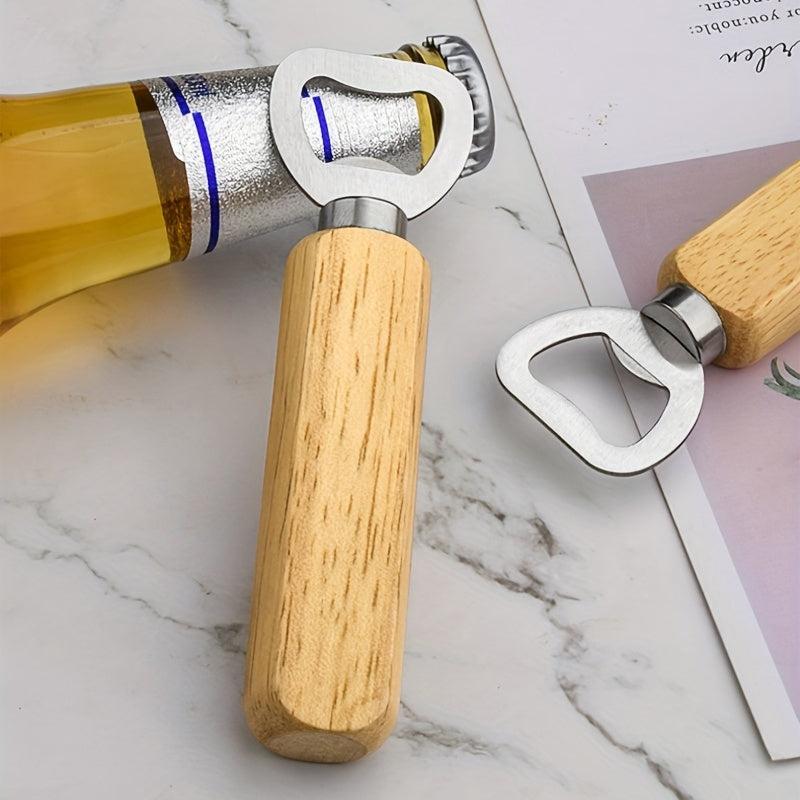 Wood Handle Can Opener Bottle Opener Bartender Wine Beer Soda Glass Cap Opener