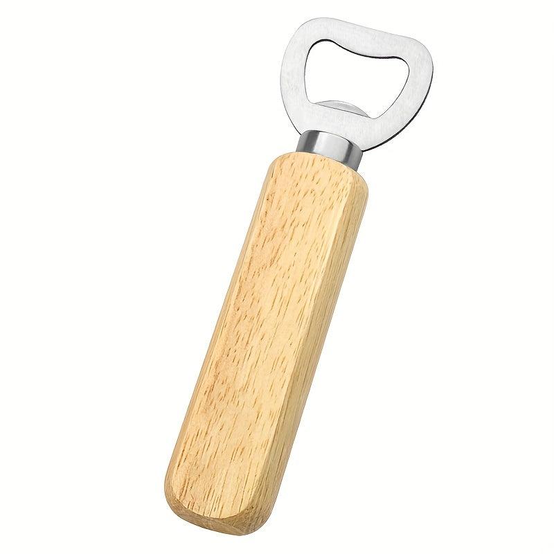 Wood Handle Can Opener Bottle Opener Bartender Wine Beer Soda Glass Cap Opener