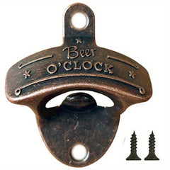 Wall Mounted Bottle Opener Beer O' Clock Metal Opener BBQ DIY Solid Beer Opener