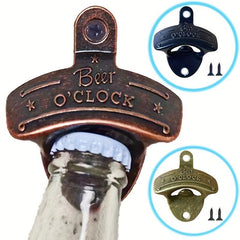 Wall Mounted Bottle Opener Beer O' Clock Metal Opener BBQ DIY Solid Beer Opener