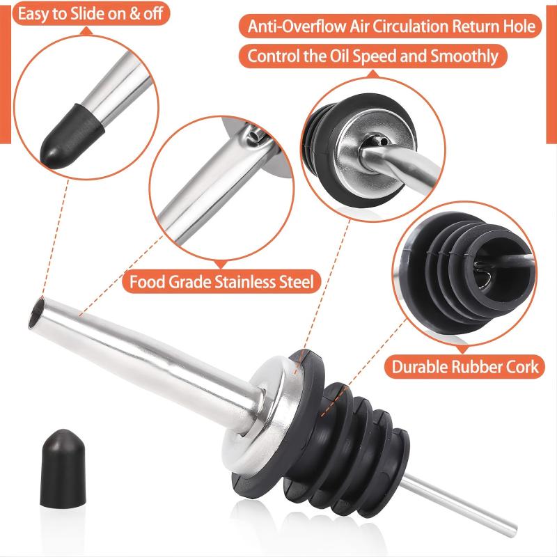 12pcs Stainless Steel Liquor Bottle Pourers Pack