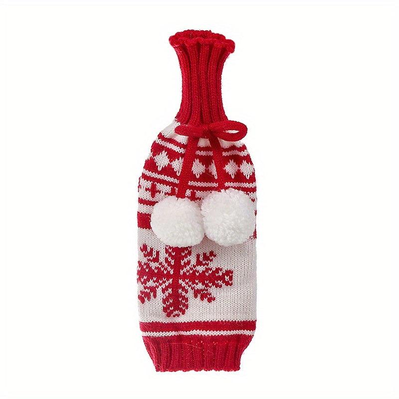 Christmas Snowman Wine Bottle Cover - Snowflake Pattern Holder