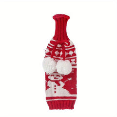 Christmas Snowman Wine Bottle Cover - Snowflake Pattern Holder