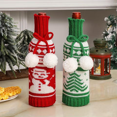 Christmas Snowman Wine Bottle Cover - Snowflake Pattern Holder