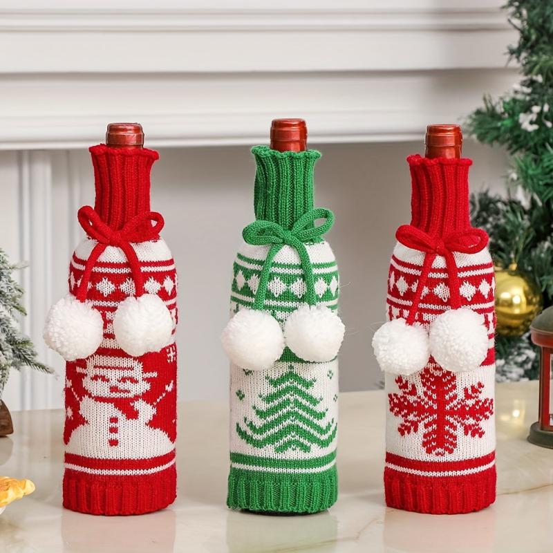 Christmas Snowman Wine Bottle Cover - Snowflake Pattern Holder
