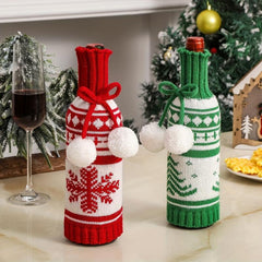 Christmas Snowman Wine Bottle Cover - Snowflake Pattern Holder