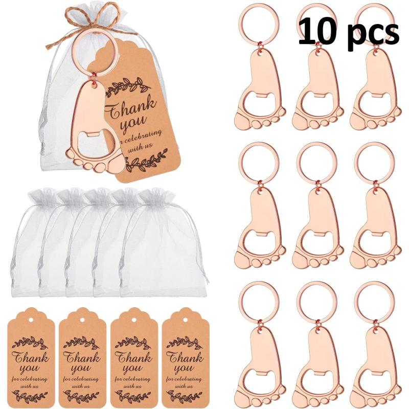 10pcs Footprint Keychain Bottle Opener Baby Shower Souvenirs