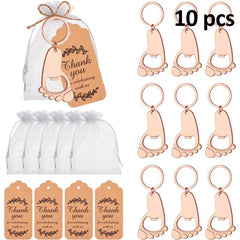 10pcs Footprint Keychain Bottle Opener Baby Shower Souvenirs