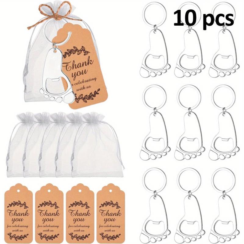 10pcs Footprint Keychain Bottle Opener Baby Shower Souvenirs