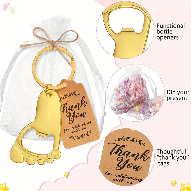 10pcs Footprint Keychain Bottle Opener Baby Shower Souvenirs
