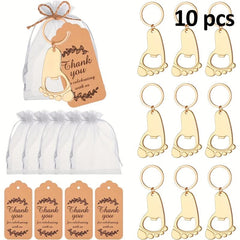 10pcs Footprint Keychain Bottle Opener Baby Shower Souvenirs