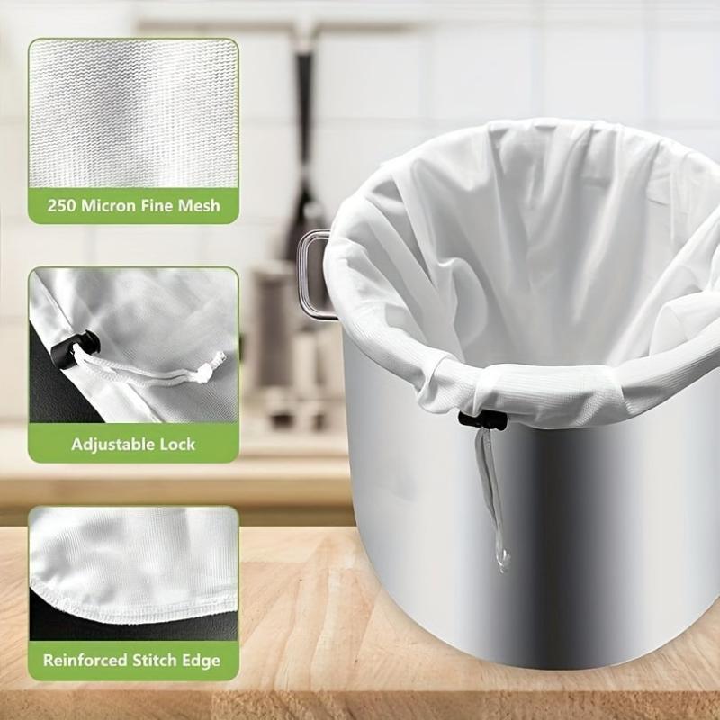 2pcs Reusable Fine Mesh Strainer Bag Drawstring Brew In A Bag for Home Brewing