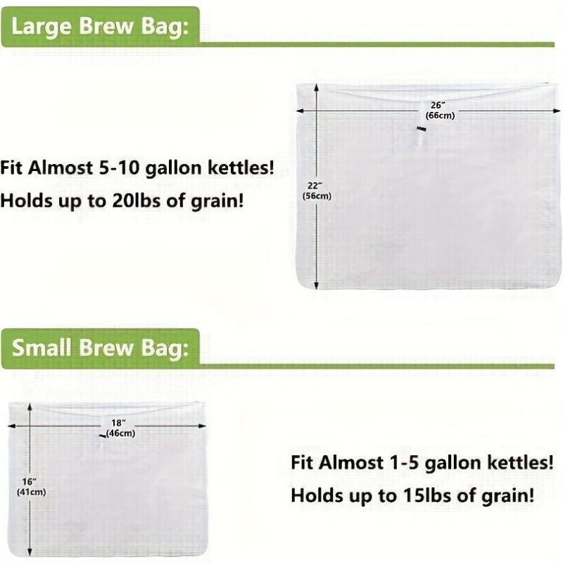 2pcs Reusable Fine Mesh Strainer Bag Drawstring Brew In A Bag for Home Brewing