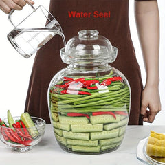 2500ml Glass Pickle Jar with Water Seal for Pickles Kimchi Sauerkraut