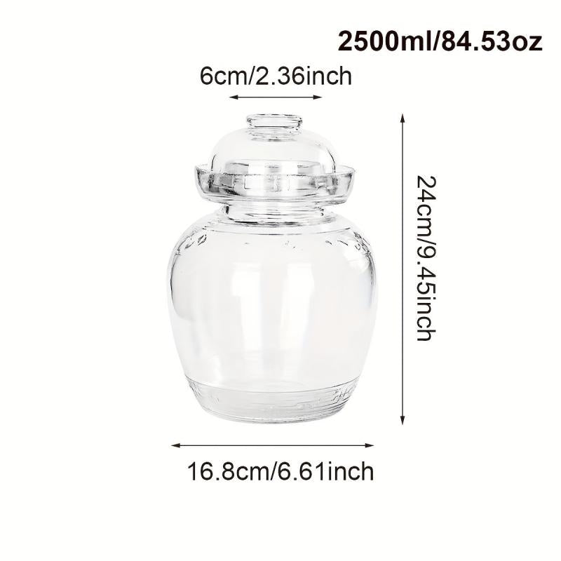 2500ml Glass Pickle Jar with Water Seal for Pickles Kimchi Sauerkraut