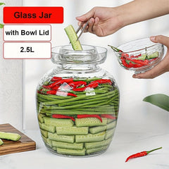 2500ml Glass Pickle Jar with Water Seal for Pickles Kimchi Sauerkraut