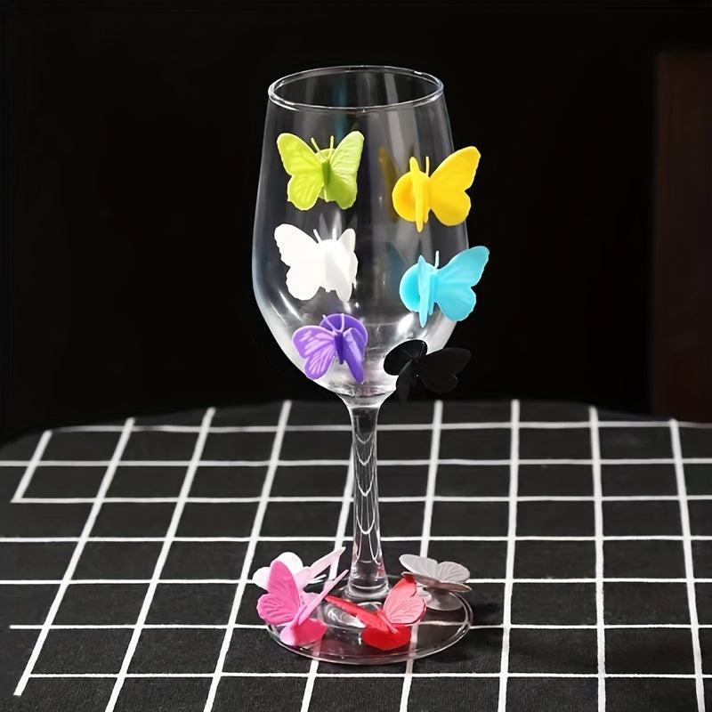 10pcs Butterfly Style Wine Glass Markers Set for Stemless Glasses