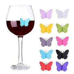 10pcs Butterfly Style Wine Glass Markers Set for Stemless Glasses
