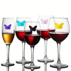 10pcs Butterfly Style Wine Glass Markers Set for Stemless Glasses