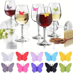 10pcs Butterfly Style Wine Glass Markers Set for Stemless Glasses