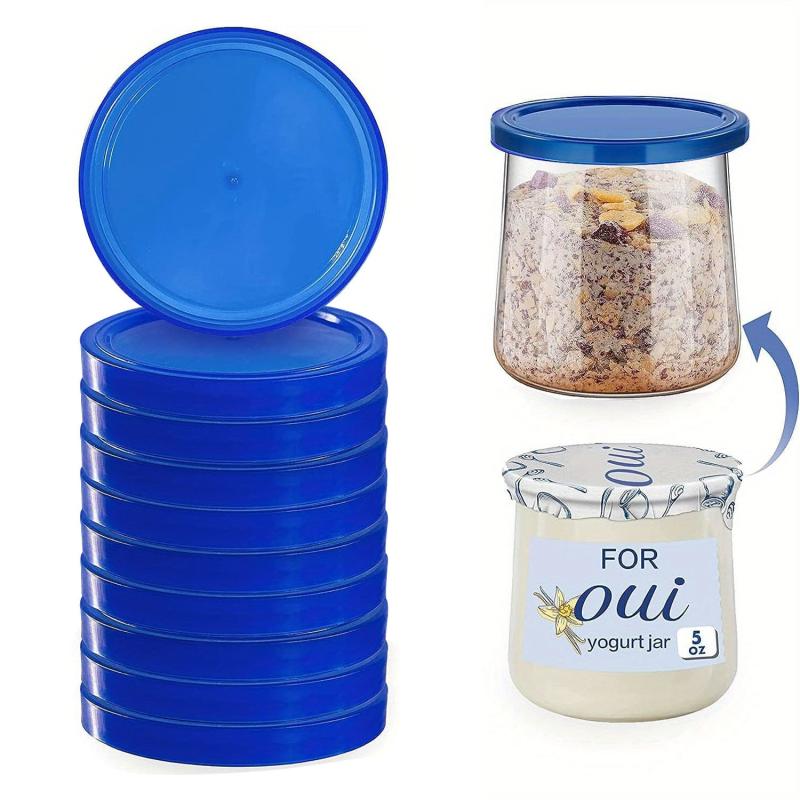 20pcs Clear Plastic Oui Yogurt Jar Lids for Glass Jars Containers