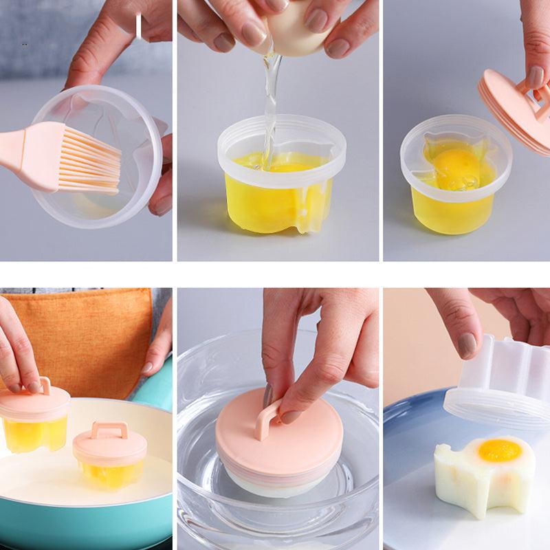 4pcs Egg Poacher With Lid 7 37cmx6 With Brush Non Stick Egg Cookers