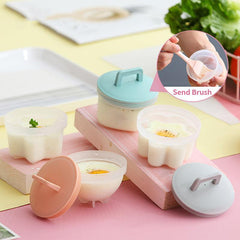 4pcs Egg Poacher With Lid 7 37cmx6 With Brush Non Stick Egg Cookers