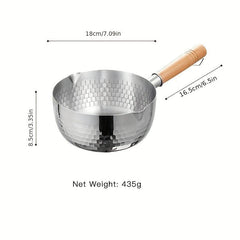 Stainless Steel Nonstick Yukihira Pan 18cm with Wooden Handle for Cooking
