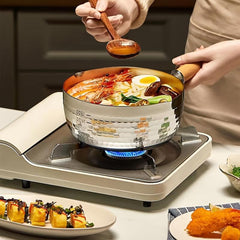 Stainless Steel Nonstick Yukihira Pan 18cm with Wooden Handle for Cooking