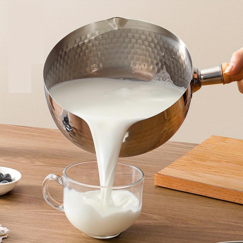 Stainless Steel Nonstick Yukihira Pan 18cm with Wooden Handle for Cooking