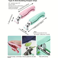 2pcs Stainless Steel Anti Scalding Bowl Plate Gripper Clips Tongs