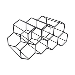Modern Metal Honeycomb Wine Rack Tabletop Hexagon 9 Bottle Holder Display
