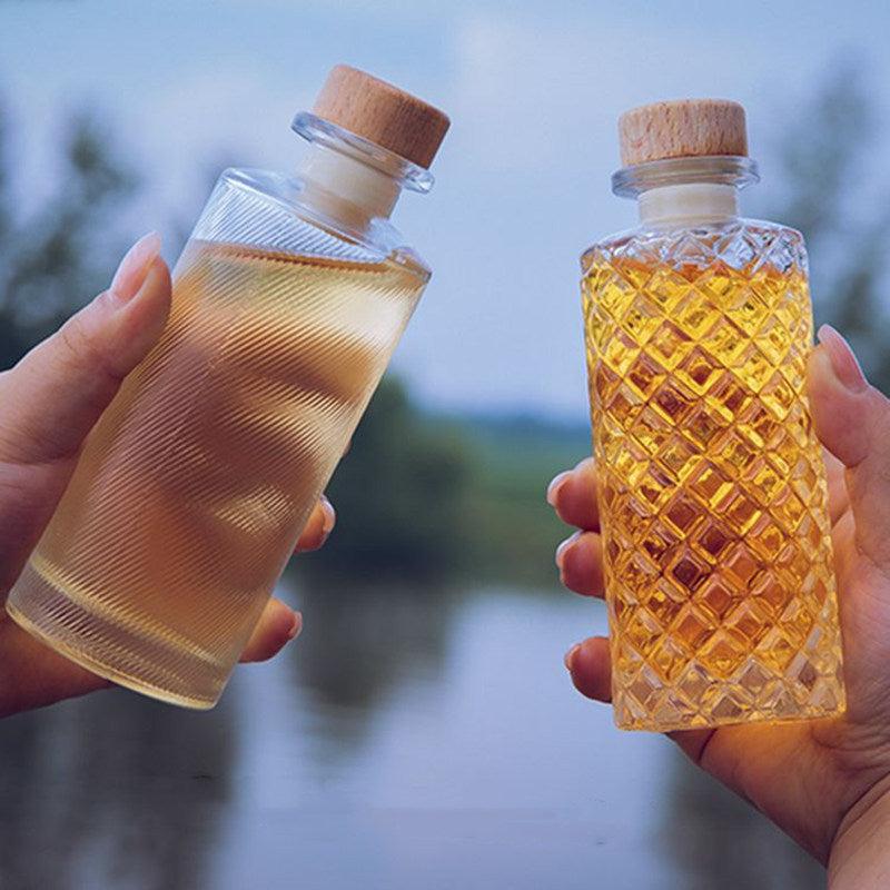 Lead Glass Coffee Bottles with Wood Lid - Ideal for Cold Brew Tea