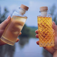 Lead Glass Coffee Bottles with Wood Lid - Ideal for Cold Brew Tea