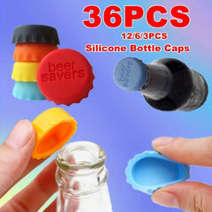 Reusable Silicone Bottle Cap Sealer for Beer, Wine, Soda - 36pcs