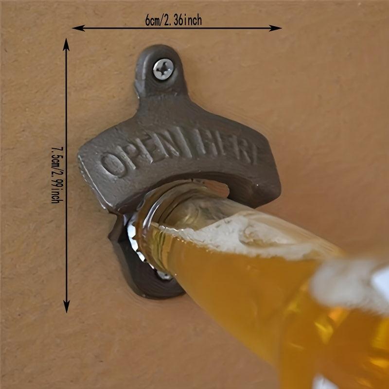 Wall Mounted Bottle Opener Cast Iron for Beer Wine Juice Opening
