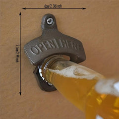 Wall Mounted Bottle Opener Cast Iron for Beer Wine Juice Opening