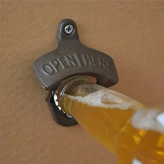 Wall Mounted Bottle Opener Cast Iron for Beer Wine Juice Opening