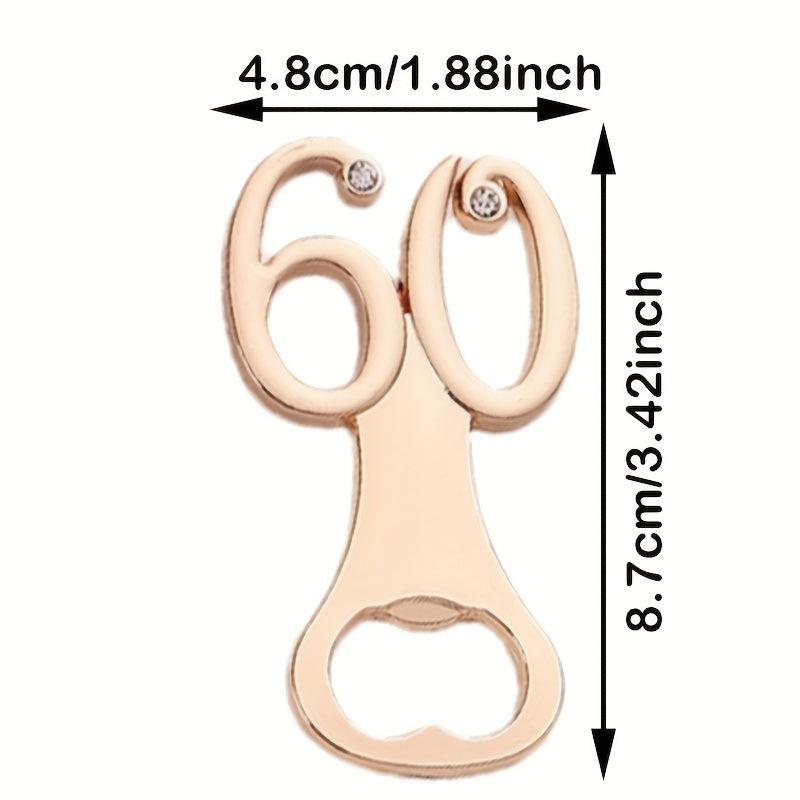 60 Bottle Opener Golden Alloy Number Sixty Beer Opener 60th Birthday Party Favor