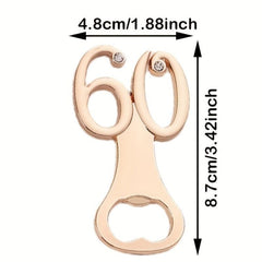 60 Bottle Opener Golden Alloy Number Sixty Beer Opener 60th Birthday Party Favor