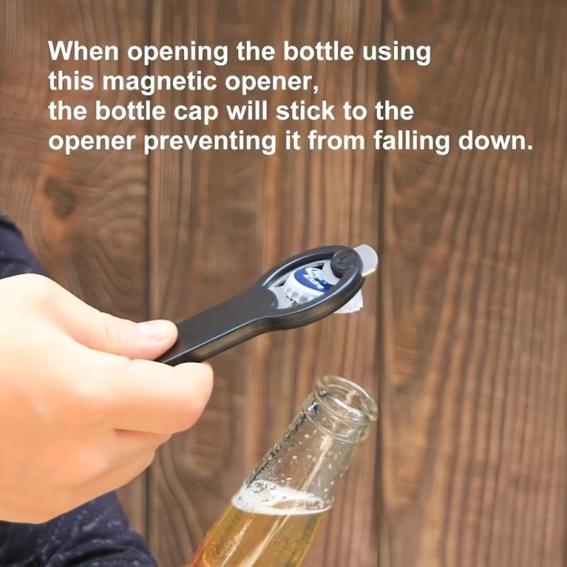 Magnetic Beer Bottle Opener for Fridge with Cap Catcher