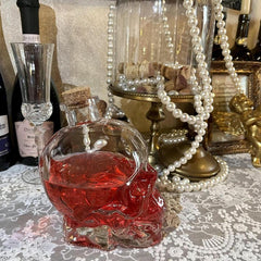 Skull Decanter Crystal Glass Liquor Bottle 750ml Whiskey Bourbon Gothic Wood Cor