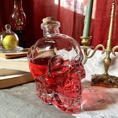 Skull Decanter Crystal Glass Liquor Bottle 750ml Whiskey Bourbon Gothic Wood Cor