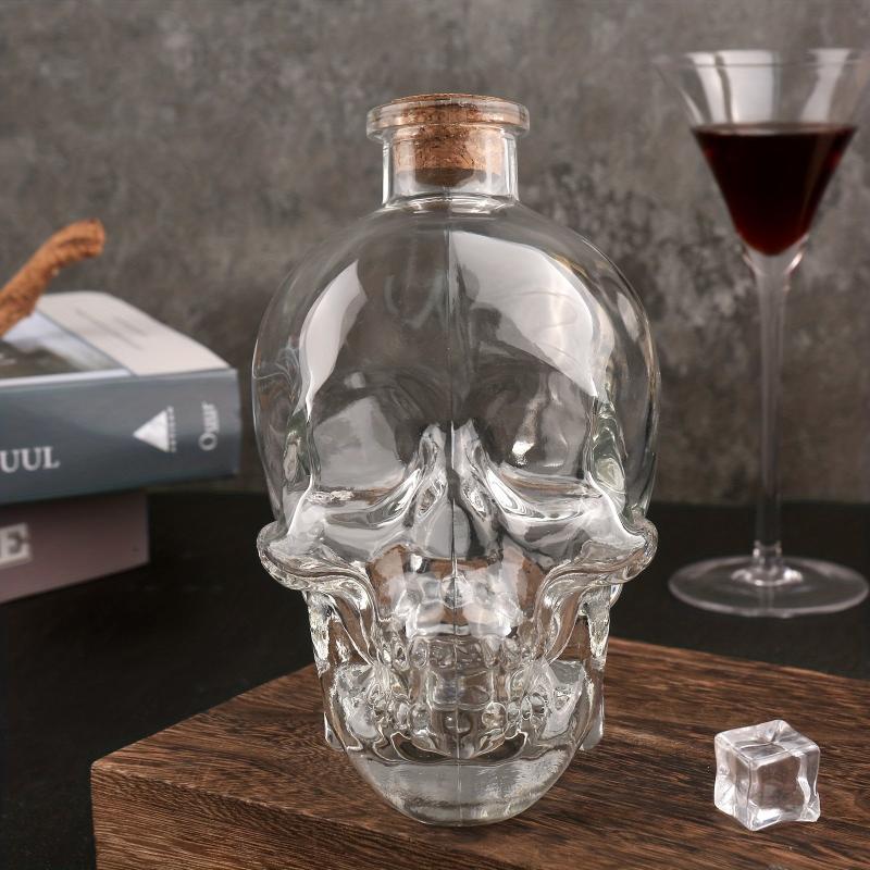 Skull Decanter Crystal Glass Liquor Bottle 750ml Whiskey Bourbon Gothic Wood Cor